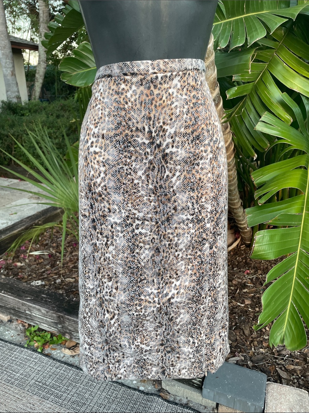 Snake print and leopard print pen, pencil skirt